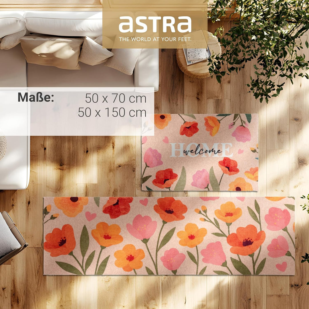 Astra rutschfeste Küchenläufer innen - Welcome Home Blumen 2er Set 50x70 + 50x150 cm - Wohnraum Fuss