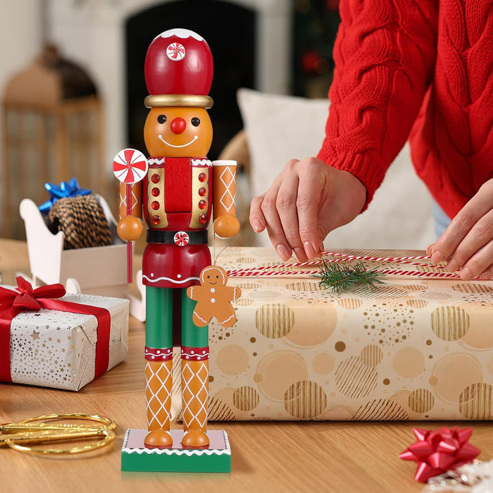 Hemobllo Nussknacker Figur Gross, 35cm Nussknacker Weihnachten Holz Deko Ingwerkuchenmeister Handgef