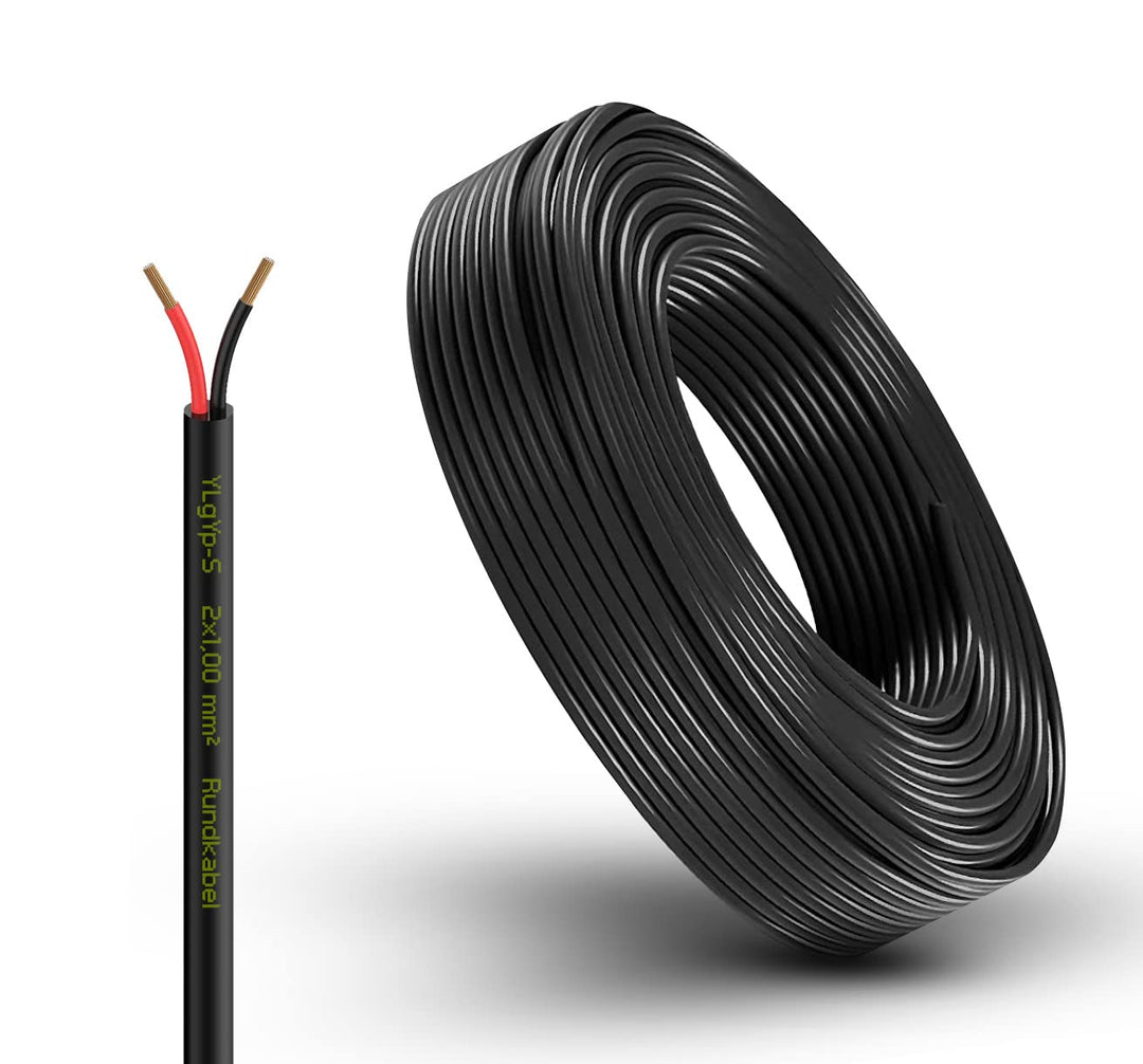 Fahrzeugleitung Anhängerkabel Rund oder Flach Kabel rot/schwarz 2X 0,75 1,0 1,5 mm² 2-adrig 6-24 Vol