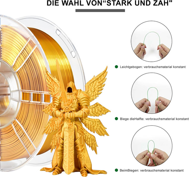 iBOSSPLA Plus Shiny Silk 3D Drucker Filament 1.75mm, Silk PLA+ 3D Druck Filament mit Seidenglattes,