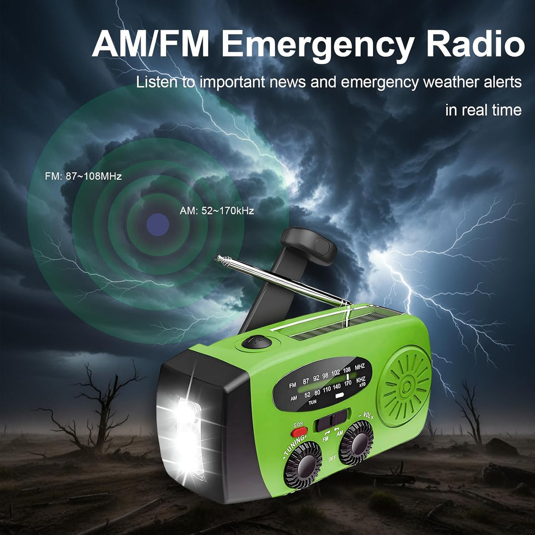 Kurbelradio mit Solar - Radio mit Kurbel und Solar Notfall Weltempfänger, mit AM/FM-Wetterfunk/SOS-A