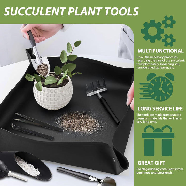 18 Stück Umtopfmatte, wasserdichte Gartenmatte Pflanzmatte, 50x50 cm Pflanzunterlage mit Mini-Garten