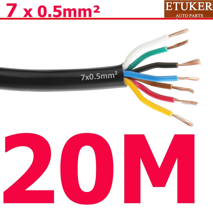 20AWG 7×0.5mm² Elektrischer Draht Kabel 7 adrig 20M Kupferkabel Fahrzeugkabel 7 polig Verlängerungsk