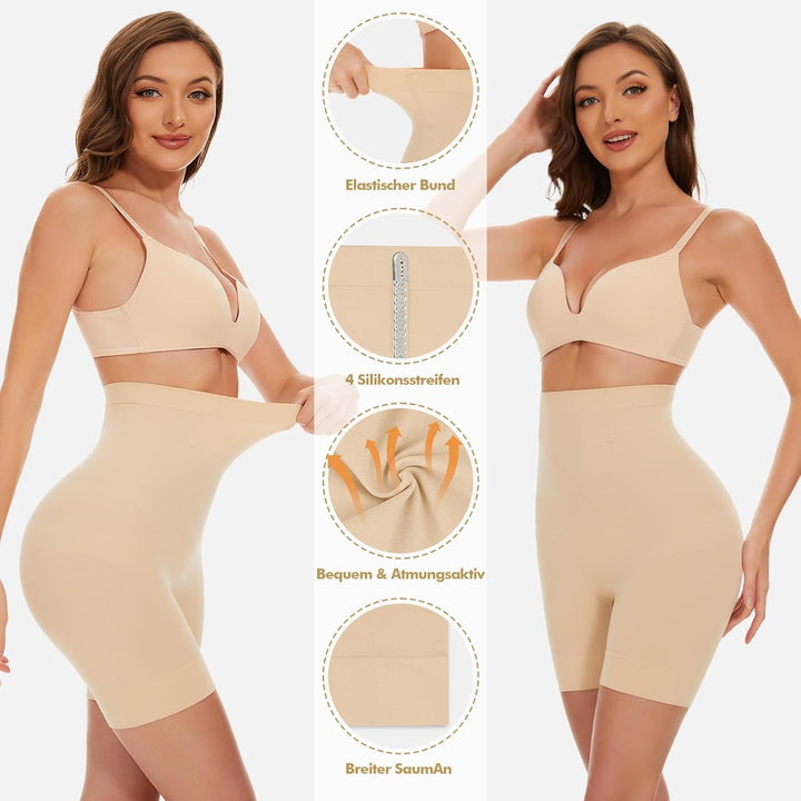 SIMIYA Bauchweg Unterhose Damen Hohe Taille Shapewear Nahtlose Miederhose mit Bein Figurenformend Mi
