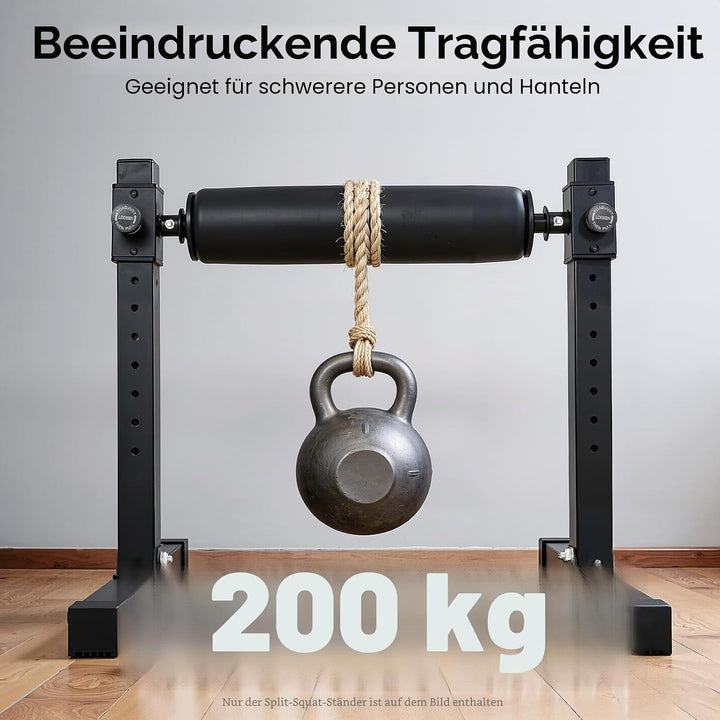 Bulgarischer Split Squat Stand, Single Leg Squat Roller Stand mit 9 Verstellbaren Rollenhöhen Lower