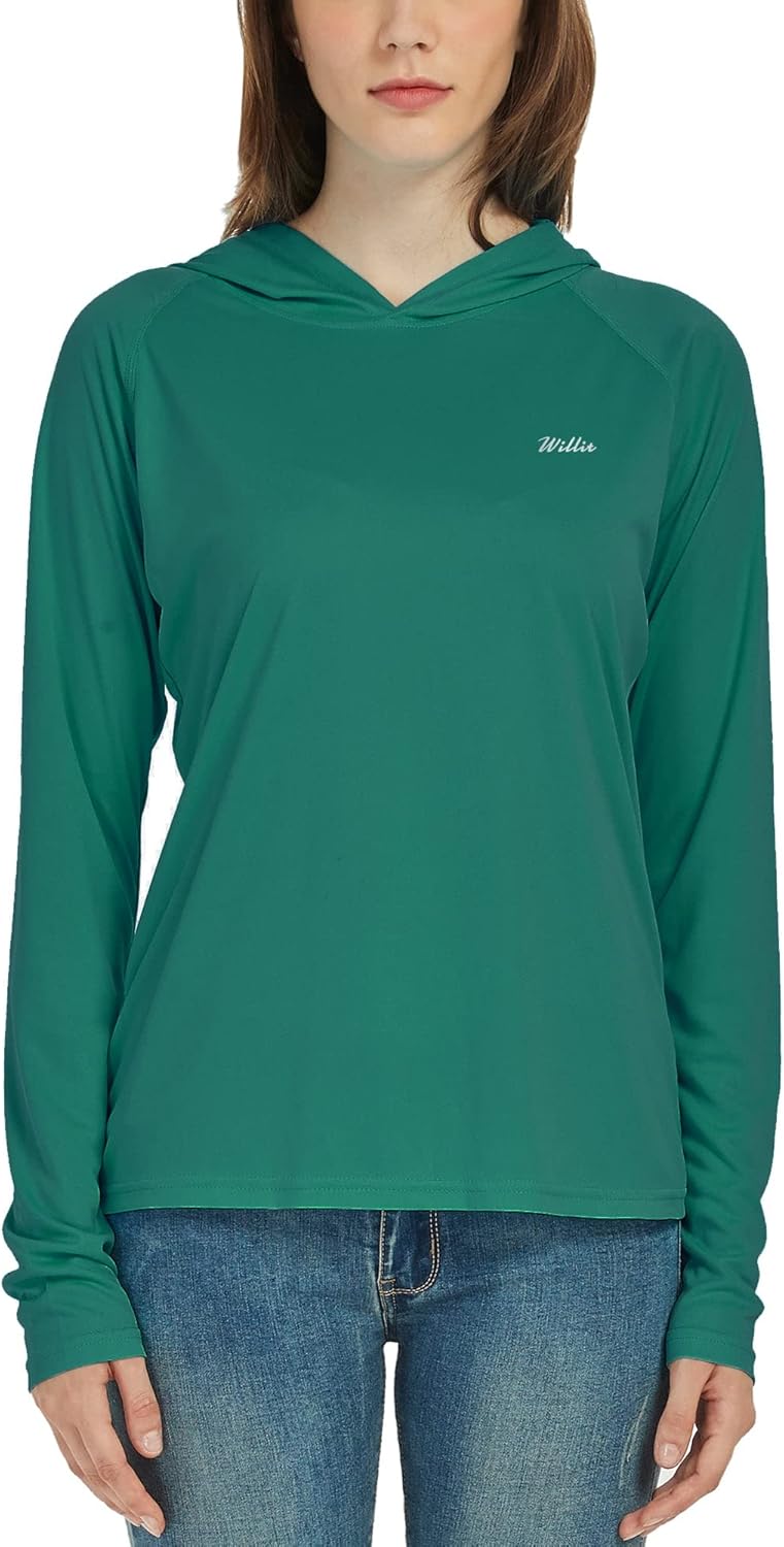 WILLIT Damen UPF 50+ Sonnenschutz Hoodie SPF Shirt Langarm Wandern Angeln Outdoor Shirt Leichter Hoo