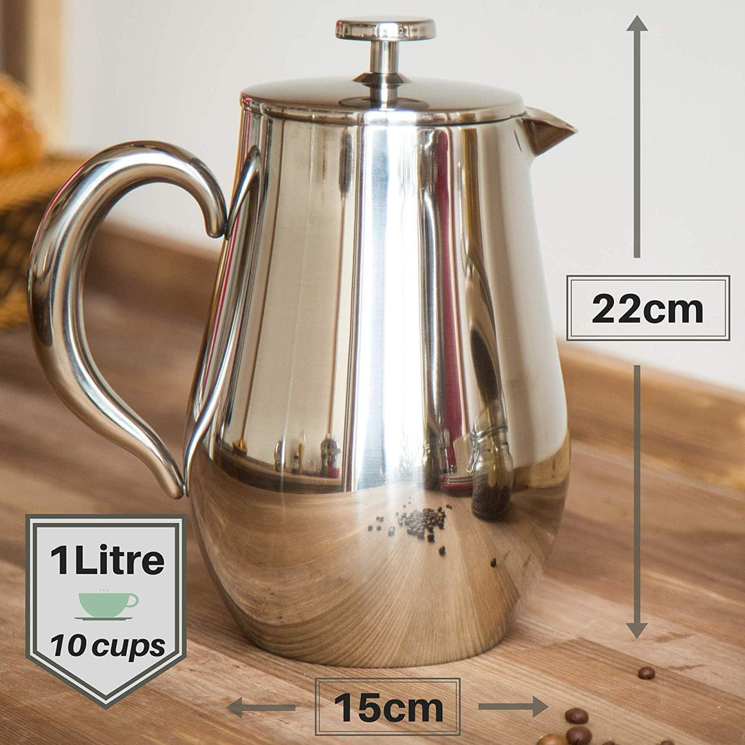 VeoHome French Press Kaffeebereiter Kaffeekanne unzerbrechlich und hält Ihren Kaffee Dank der Doppel