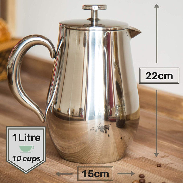 VeoHome French Press Kaffeebereiter Kaffeekanne unzerbrechlich und hält Ihren Kaffee Dank der Doppel
