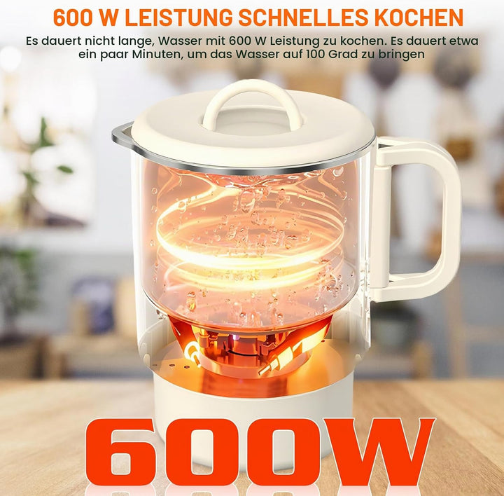 1L Faltbarer Wasserkocher: Doppelwand Design Edelstahl Elektrischer Wasserkocher, Tragbarer Camping