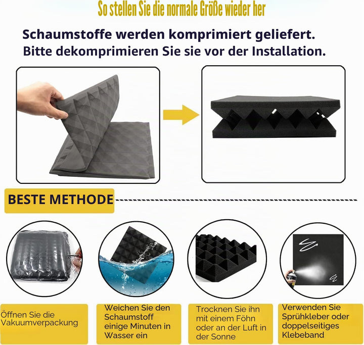 SK Studio 12 Stück Akustikschaumstoff Noppenschaumstoff Akustik Schaumstoff Schall Dämmung Dämmung f