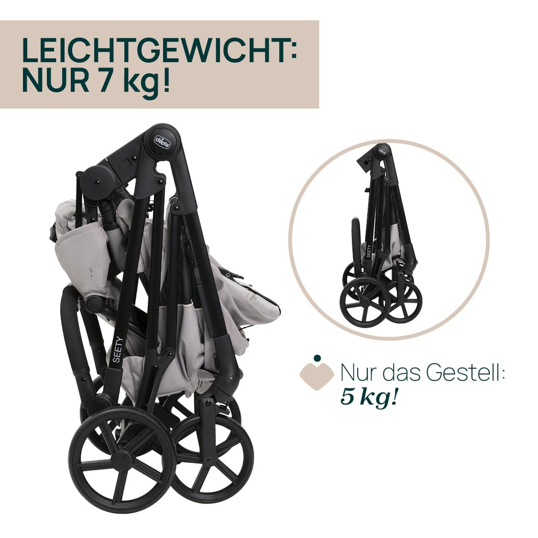 Chicco Kinderwagen Seety, Leicht und kompakt, von 0 Monaten bis 4 Jahren, bis 22 kg, faltbar, verste