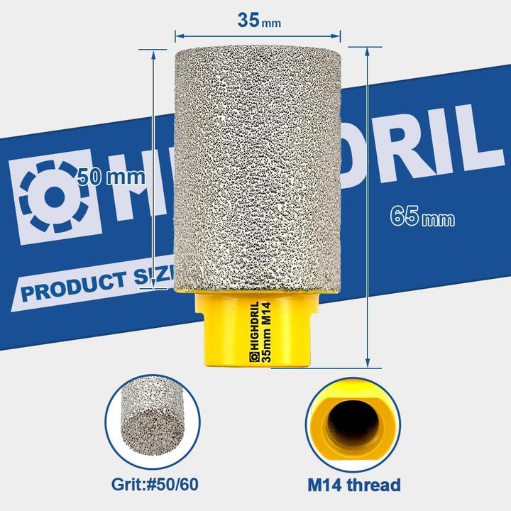Diamant Fingerfräser Durchmesser,HIGHDRIL 35mm M14 Gewinde Vergrösserung Vorhandener Löcher in Porze