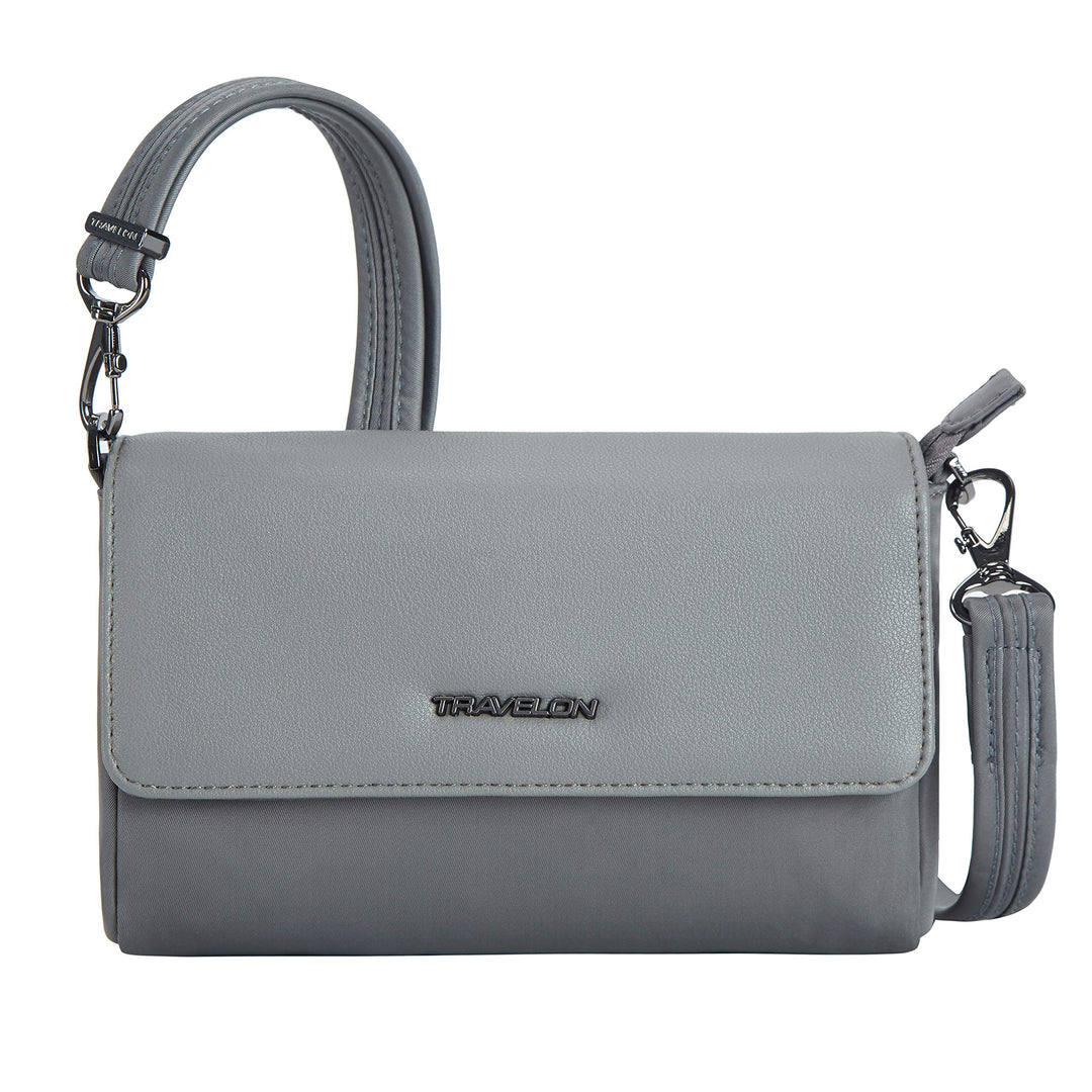 Travelon Unisex Addison Convertible Crossbody, Anti-Diebstahl, Gürteltasche, grau, Grau