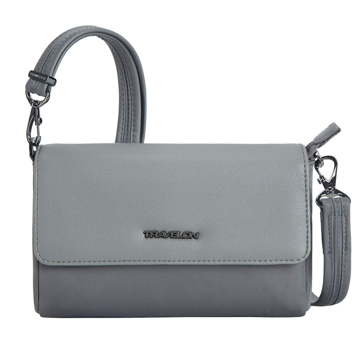 Travelon Unisex Addison Convertible Crossbody, Anti-Diebstahl, Gürteltasche, grau, Grau