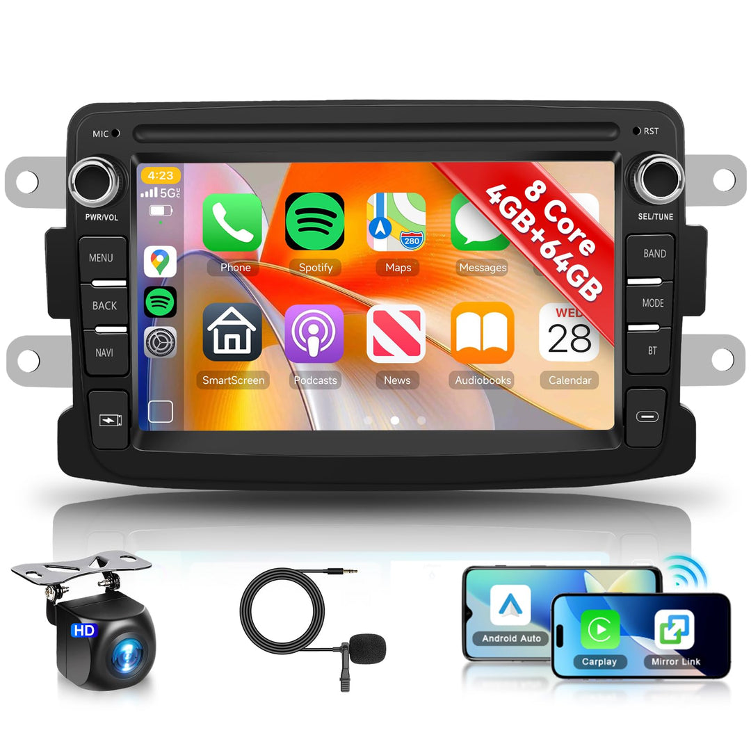 Hodozzy 8 Core 4G+64G Autoradio für Renault Dacia Logan Dokker Duster Sandero Lodgy Captur Symbol La