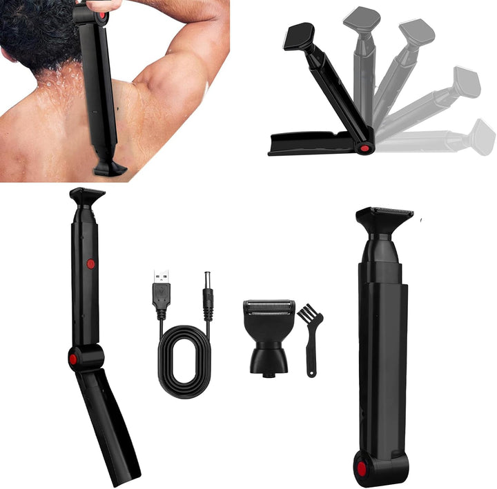 Rückenhaarrasierer, Rückenrasierer Herren mit 2 Scherkopf Faltbar Rücken Rasierer Mann Rückenhaare E