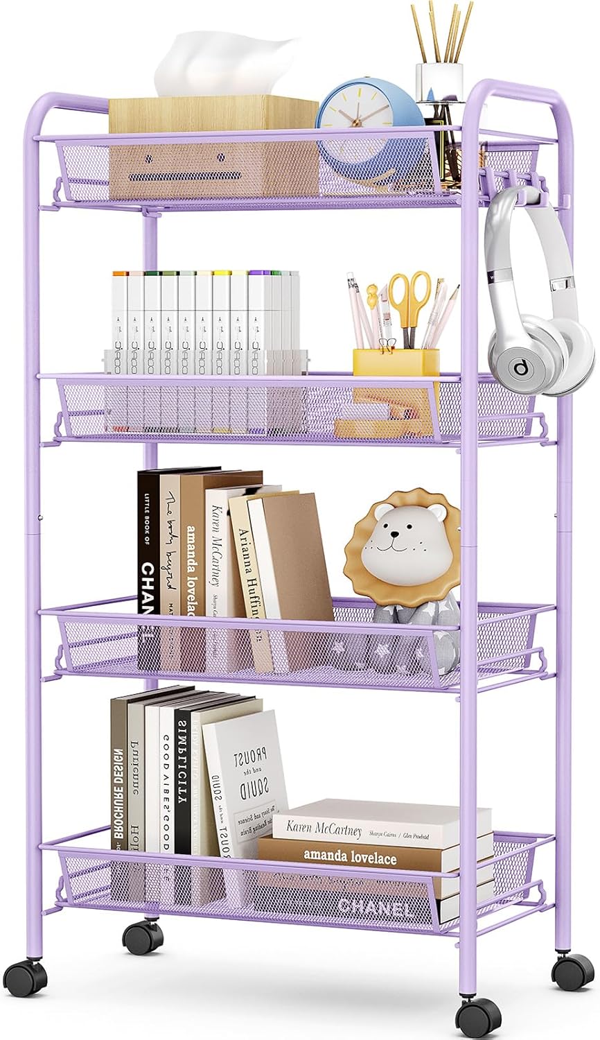 Urackify 4-stöckiger Rollwagen, Multifunktionaler mobiler Küchenwagen für Bad, Küche & Waschküche. R