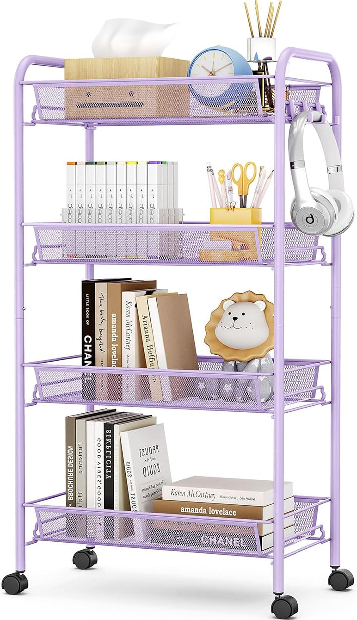 Urackify 4-stöckiger Rollwagen, Multifunktionaler mobiler Küchenwagen für Bad, Küche & Waschküche. R