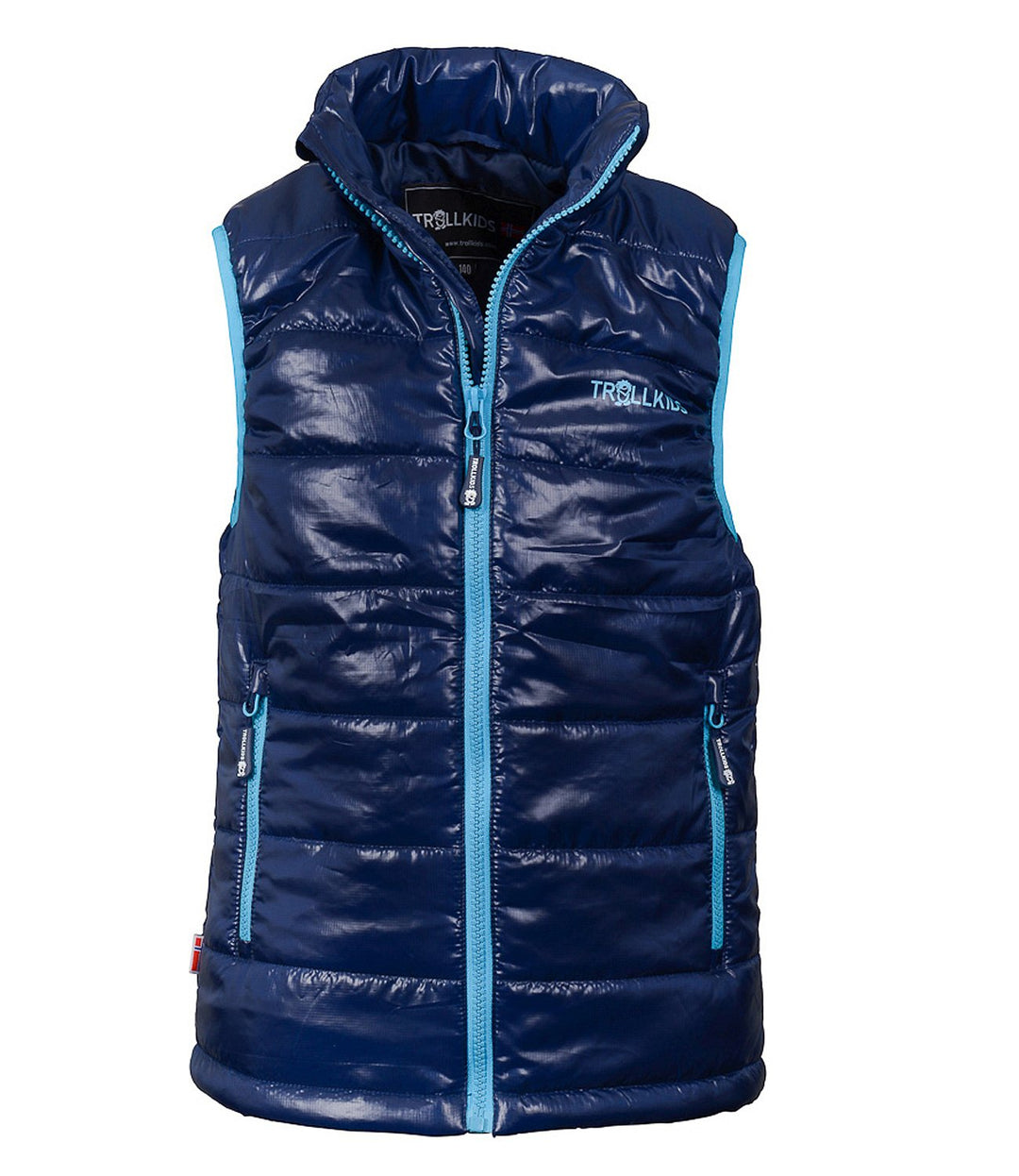 Trollkids Kinder wasserdichte gefütterte Polyfiber-Jacke Trondheim 92 Marineblau / Hellblau, 92 Mari