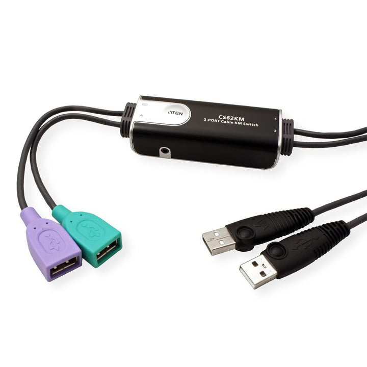 ATEN CS62KM 2-Port grenzenloser KM Switch, schwarz
