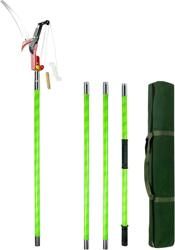 QWORK® 4 m Hochreichbare Hochentaster, Astsäge Baumsäge mit Einstellbare Stiel, Schneidet Sauber und
