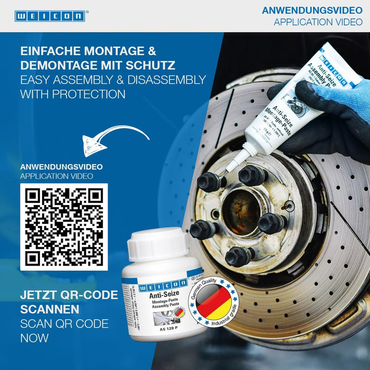 WEICON Anti-Seize Montagepaste 450 g hitzebeständiger Schutz gegen Korrosion, Festfressen und Versch