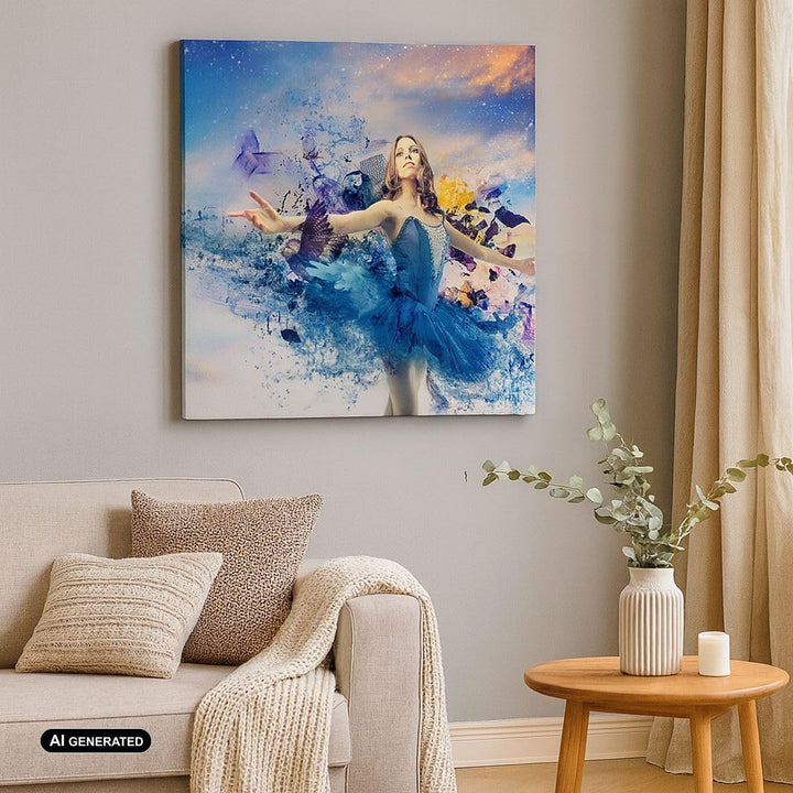 Bilder auf Leinwand 70x70cm Leinwandbild Ballerina Tänzer Tüll Kleid Gross Wanddeko Bild Schlafzimme