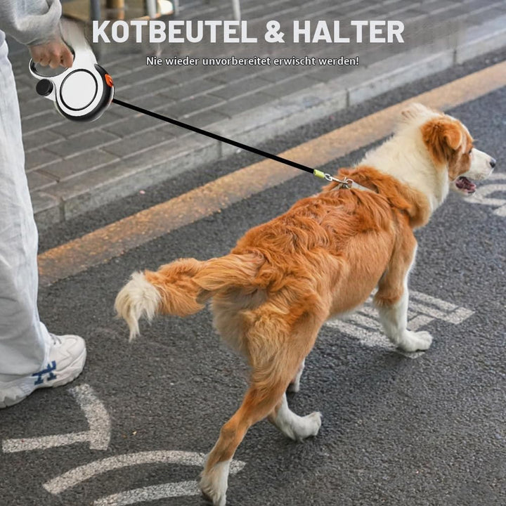 Hundeleine 8m, Einziehbare Hundeleine, Rollleine für Hunde, Rollleine mit Kotbeutelhalter, mit Bissf