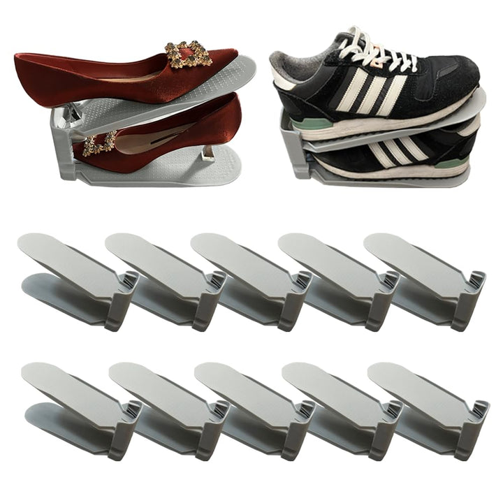 10 Stück Schuhschlitzversteller, doppellagig, verstellbar, Schuhregal, platzsparend, im Kleiderschra
