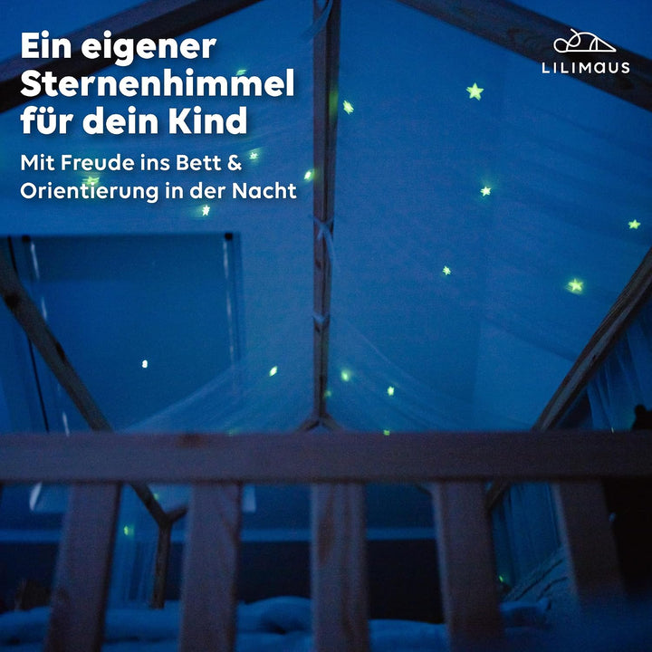 Hausbett Himmel mit leuchtenden Sternen - Betthimmel Hausbett Deko - Geschenk Mädchen &amp; Jungen - Him