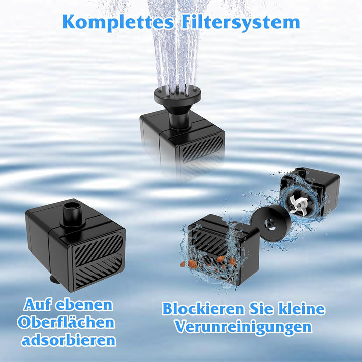 AISITIN Solarbrunnen für Draussen, Solar Springbrunnen für Aussen mit Clips,2,5W Solar Gartenbrunnen