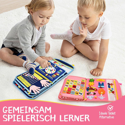 BuzzoXerex Busy Board Deutsch, 8 Seiten in 1 Busy Book, Filz Quiet Book Kleinkinder ab 1 Jahre mit S