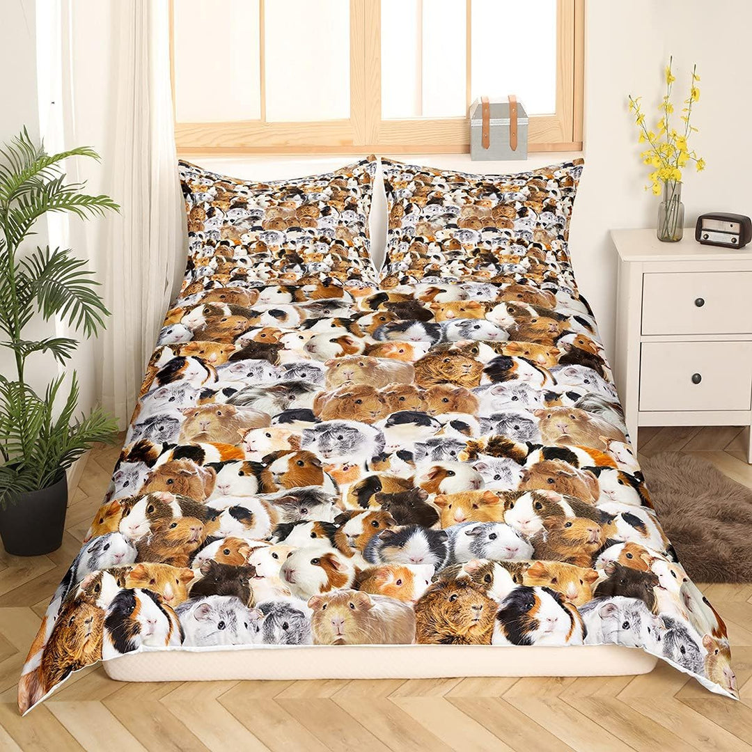 Tbrand Kinder Meerschweinchen Bettwäsche Set 135x200cm Kinder Niedlich Cavy Muster Lustig Bettbezug
