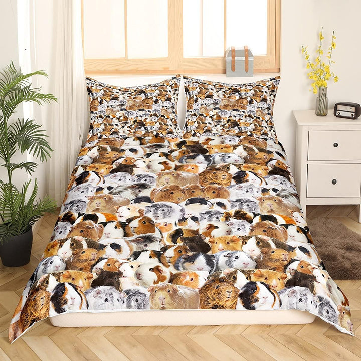 Tbrand Kinder Meerschweinchen Bettwäsche Set 135x200cm Kinder Niedlich Cavy Muster Lustig Bettbezug