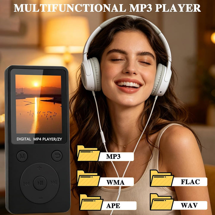 MP3 Player Bluetooth 5.3 mit 32 GB Speicher, MP3 Player mit Lautsprecher, 1,8 Zoll HiFi Music Player