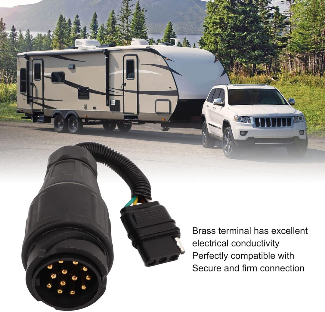 Aramox Trailer Connector, Trailer Plug Adapter EU 13 Way Round to US 4 Way Flat Trailer Connector Co