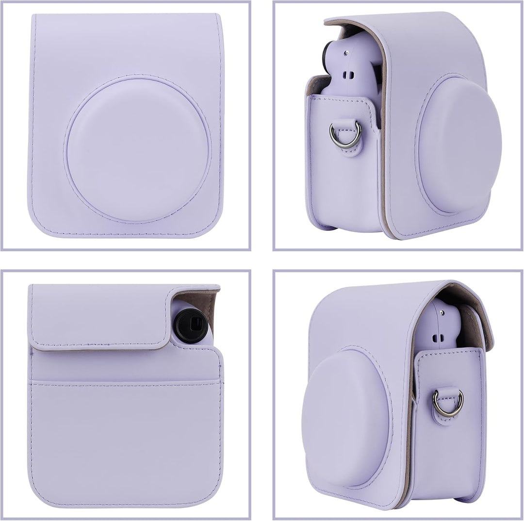 PU Leder Kameratasche und 64 Taschen Fotoalbum kompatibel mit Fujifilm Instax Mini 12 Sofortbildkame