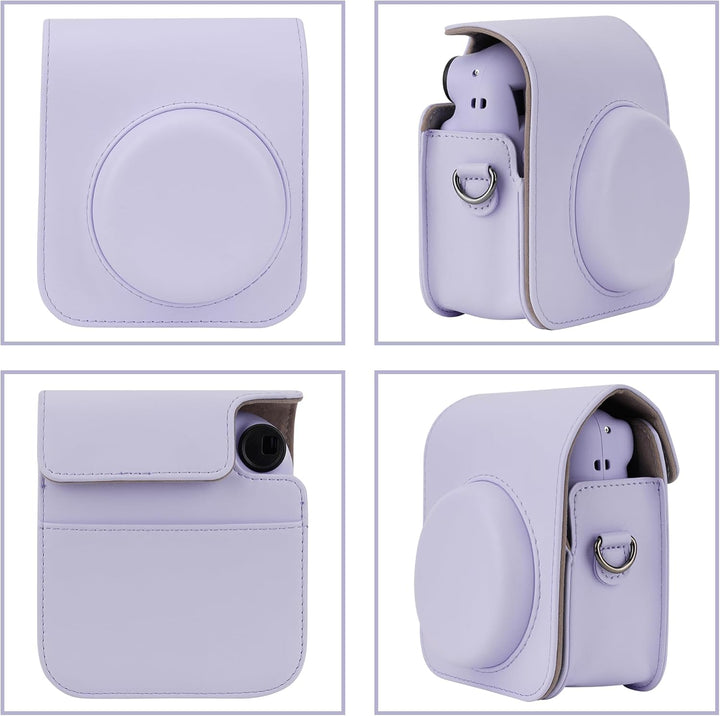 PU Leder Kameratasche und 64 Taschen Fotoalbum kompatibel mit Fujifilm Instax Mini 12 Sofortbildkame