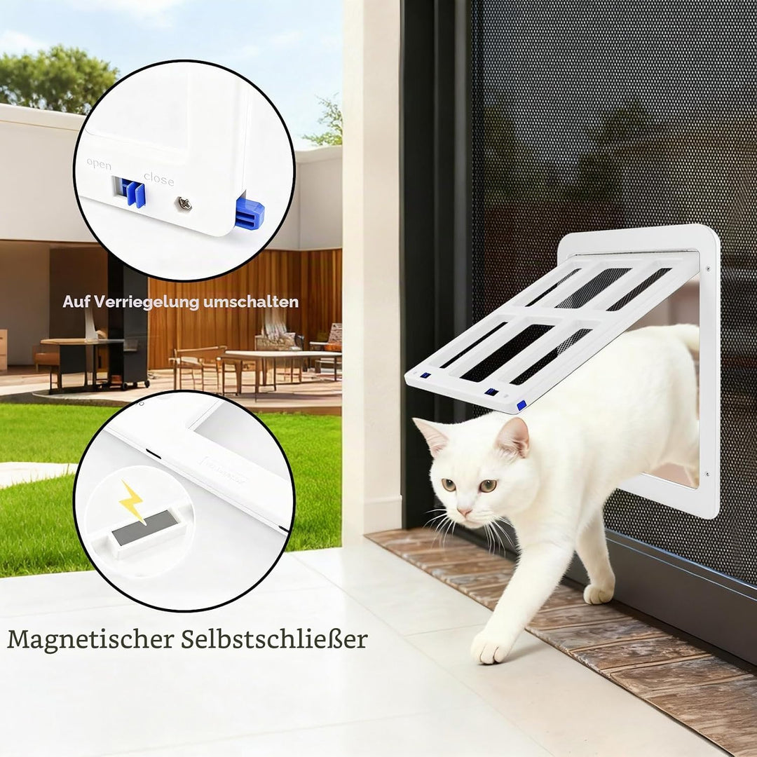 PETLESO Haustierklappe für Fliegengitter Hundeklappe mit Magneten Katzenklappe Fliegengittertür Einf