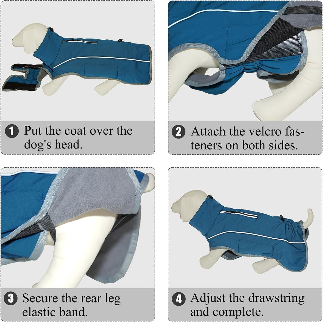 Cyponpy Hundemantel Warm Wasserdicht Hundejacke Winter Fleecemantel Hund Regenjacke Reflektierend mi