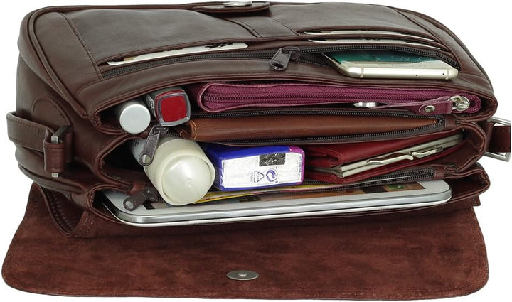 Ledershop24 Leder Damen Umhängetasche Schultertasche Festivaltasche Handtasche Tasche 28 cm vers. Fa