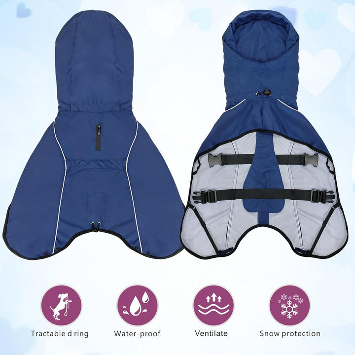 Mosucoirl Hund Regenmantel Jacke Reflektierende Verstellbare Kapuze Haustier Poncho Regenmantel mit