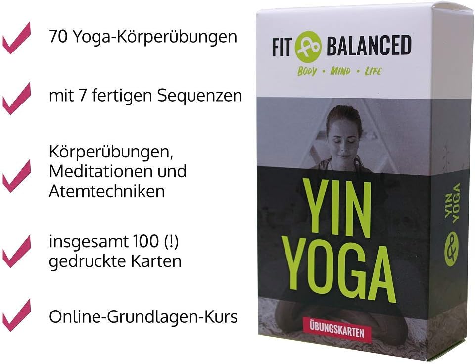 FIT BALANCED Yin Yoga Übungskarten, sanftes Yoga, für Anfänger und Fortgeschrittene, mit 70 Yogaübun