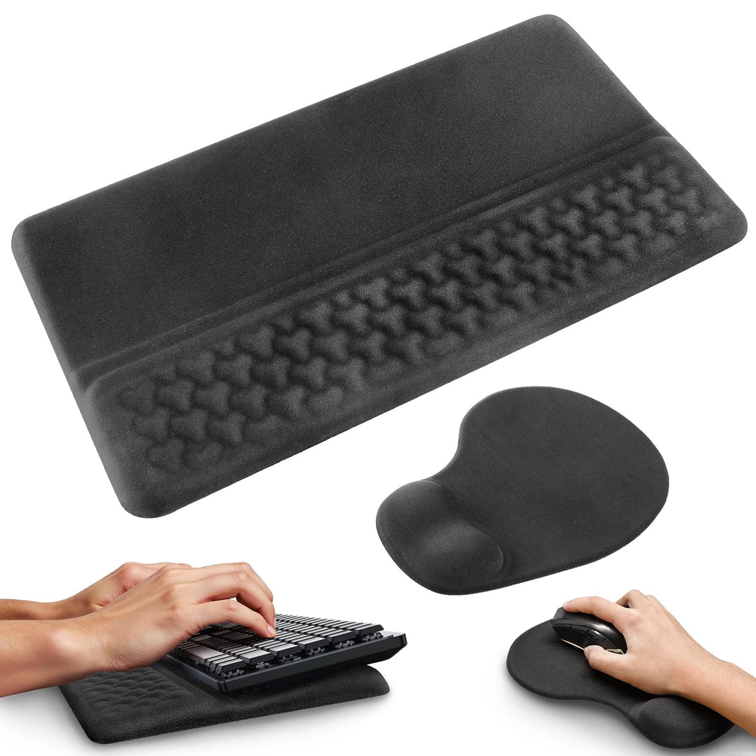 JTgugu Ergonomisches Mauspad & Tastatur unterlage mit Handballenauflage, Memory Foam Wrist Rest Set,