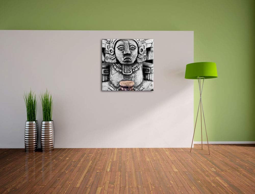 Pixxprint süsse Maya Skulptur schwarz/weiss, Format: 70x70 auf Leinwand, 70x70