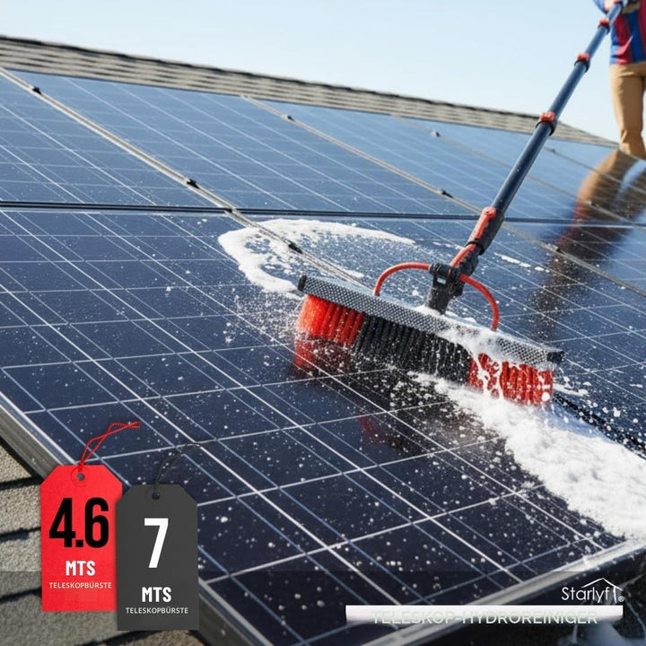 STARLYF - Teleskop-Reinigungsbürste, wasserbetrieben, Seifenspender, Reinigung von Sonnenkollektoren