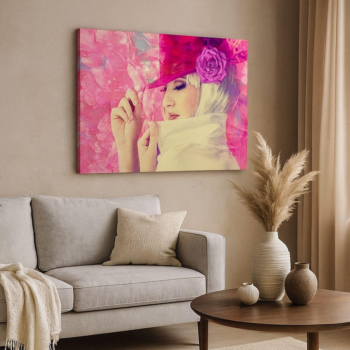 Bilder auf Leinwand weiblich Blumen- Blume Mode Leinwandbild 70x50cm Wandbilder Dekoration Wohnzimme