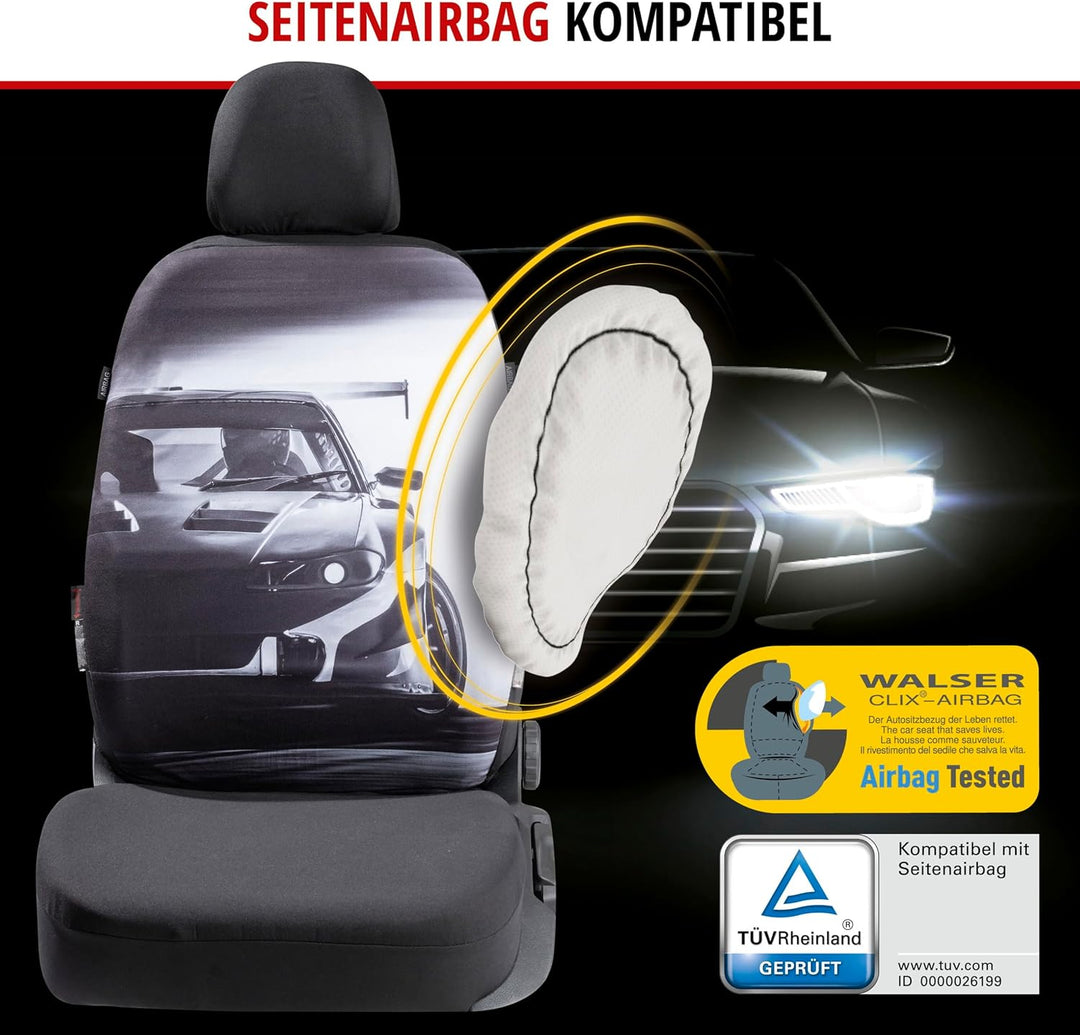 Walser Autositzbezug Race, 1 Vordersitzbezug, Universal PKW-Einzelsitzbezug, Auto-Schonbezug Race-De