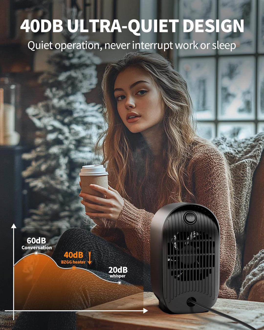 Heizlüfter Klein Energiesparend, 1000W PTC Keramik Heizung mit Überhitzungs- und Kippschutz, Tragbar