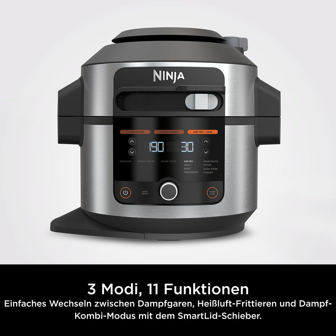 Ninja Foodi 11-in-1 SmartLid-Heissluftfritteuse [OL550EU], 3 Modi, 11 Garfunktionen, 6 Liter, bis zu